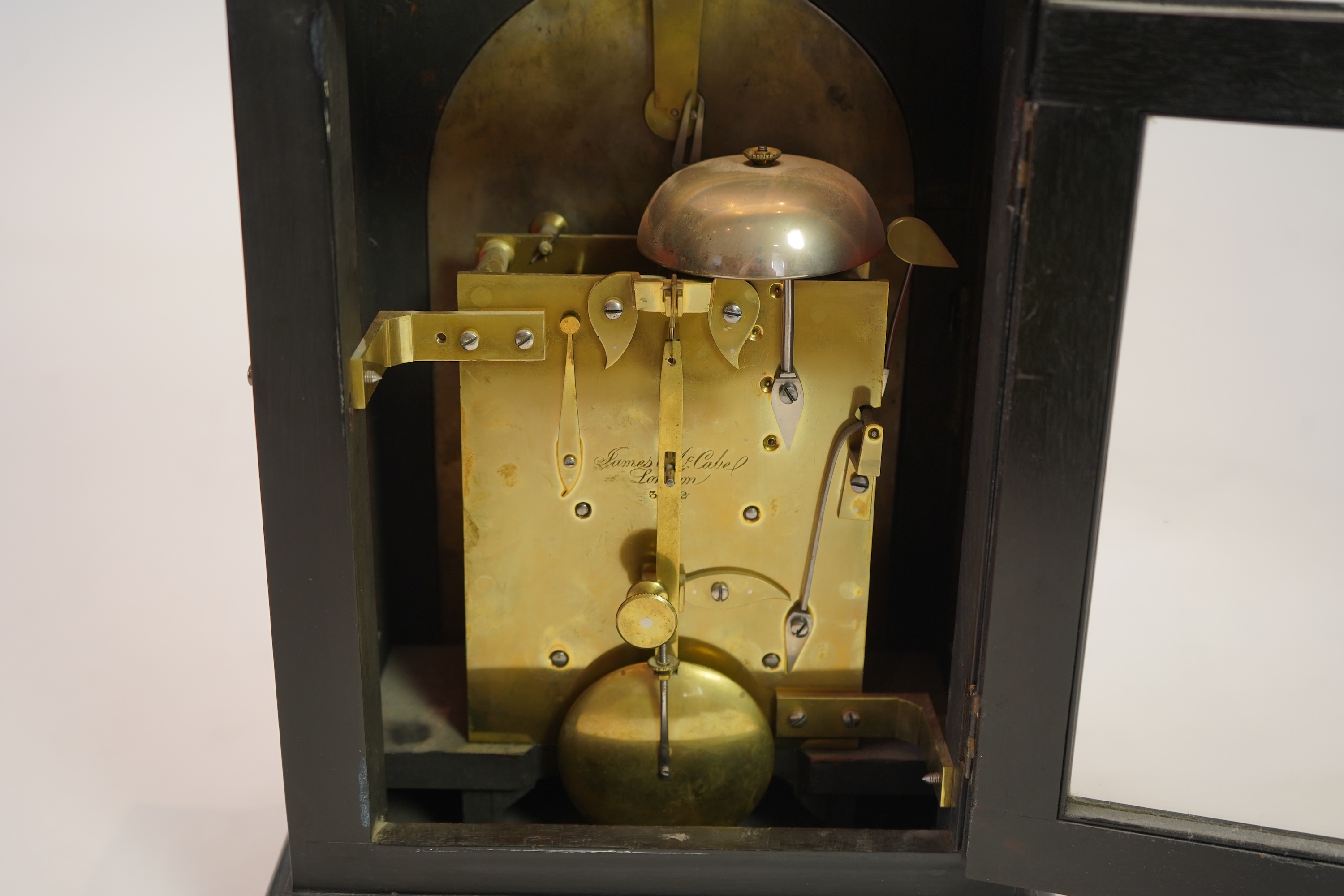 A mid 19th century ebonised and cut brass double fusee bracket clock by James McCabe, Royal Exchange, London